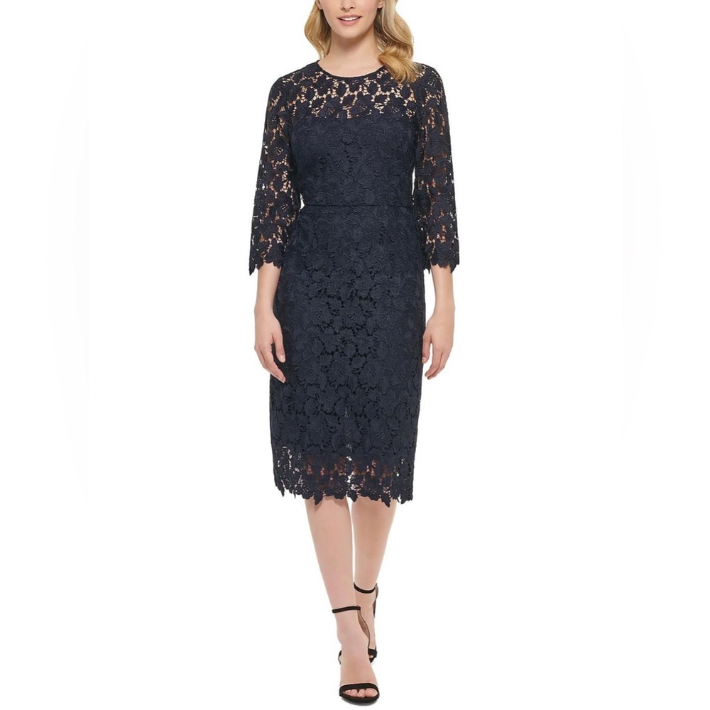 Elegant Eliza J (Nordstrom) Navy Lace Dress